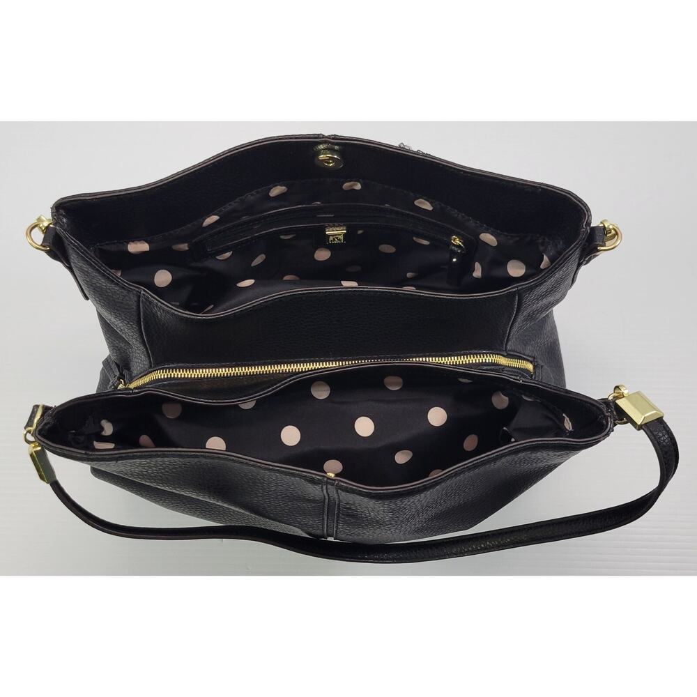 *Z1) Anne Klein Black Faux Pebble Leather Shoulder Tote Hand Bag Purse - Picture 10 of 16